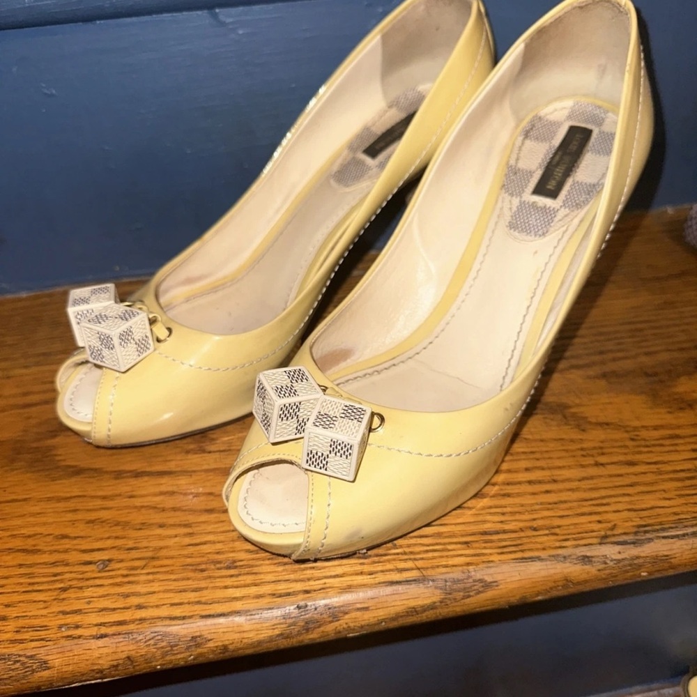 Louis Vuitton Slingback Pumps Peep toe Damier Size 37.5